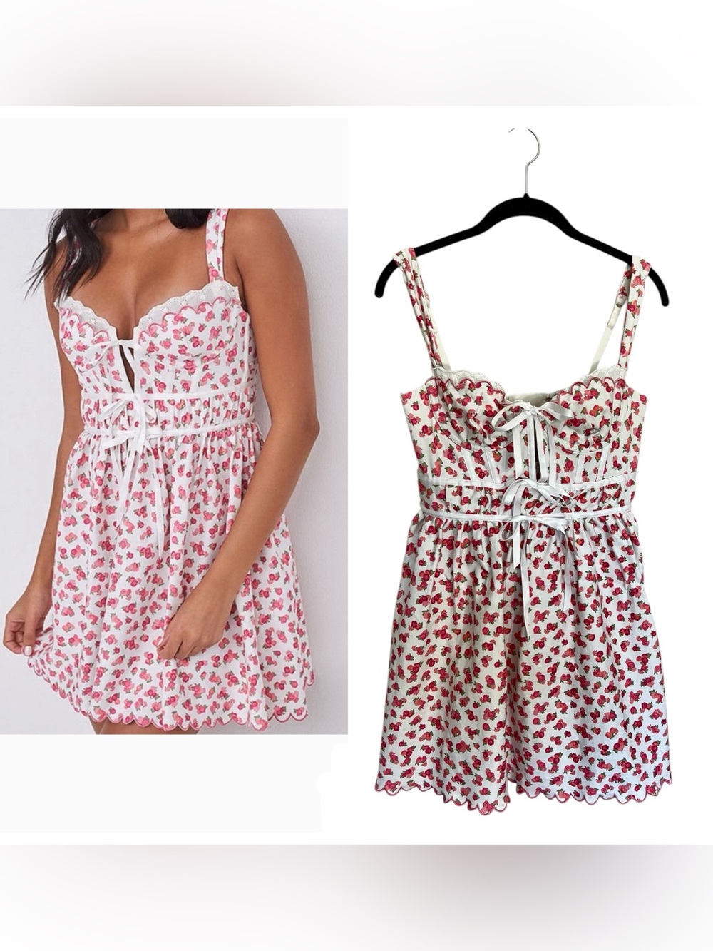 For Love & Lemons baby blooms mini babydoll slip dress floral coquette girly L